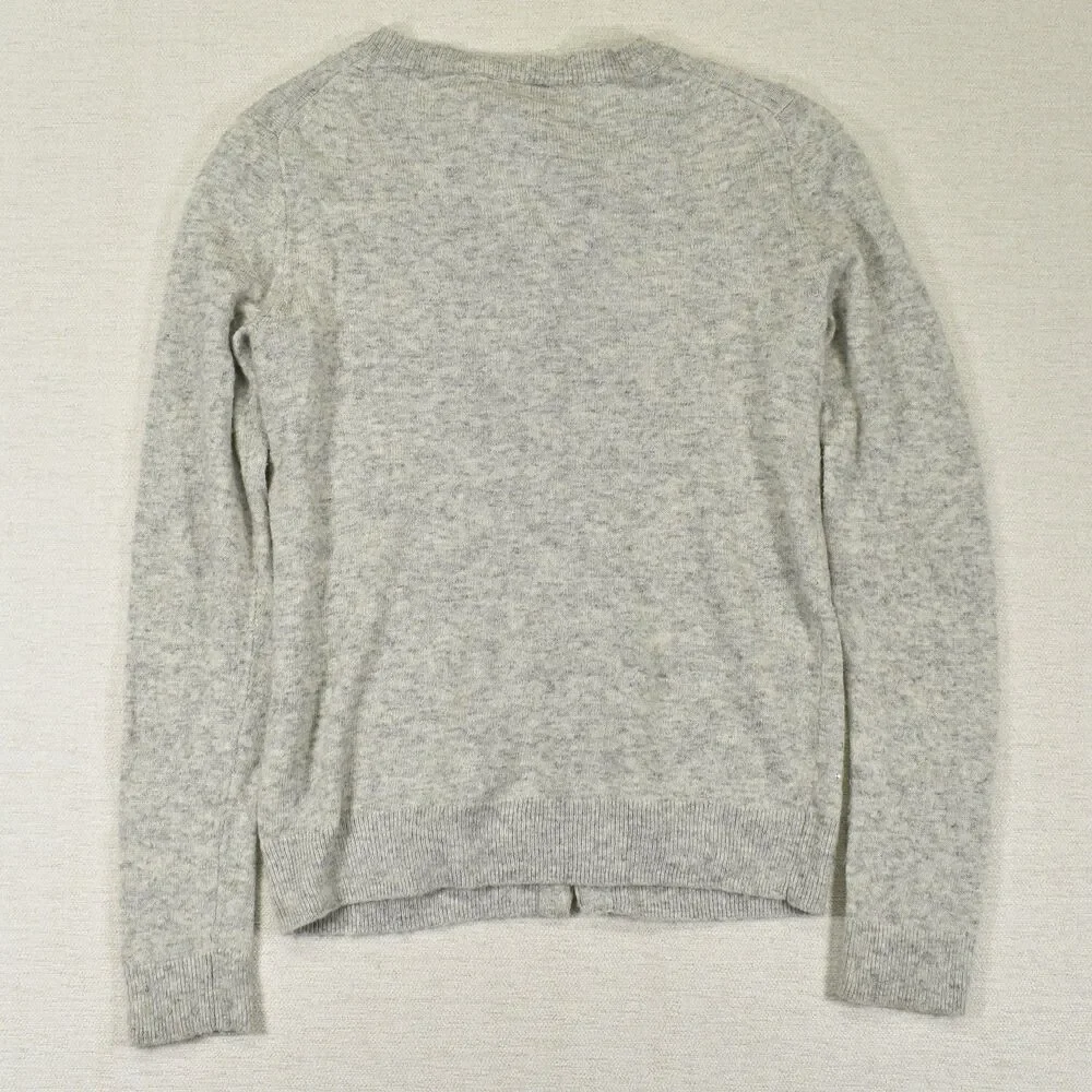 J Crew Crewcuts Girls 14 Gray Heather Sparkle Merino Wool Blend Cardigan Sweater